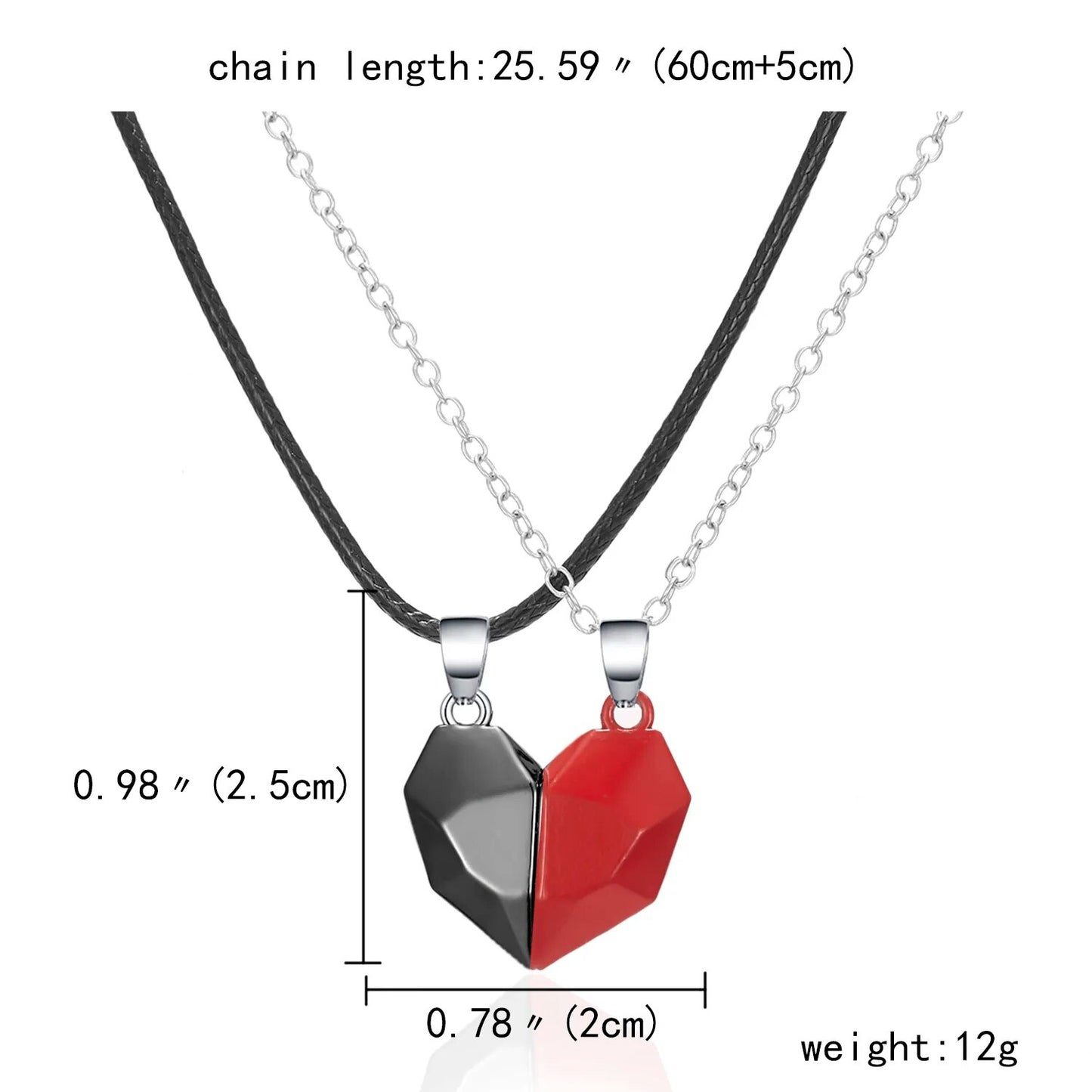 Magnetic Heart Couple Necklace Set