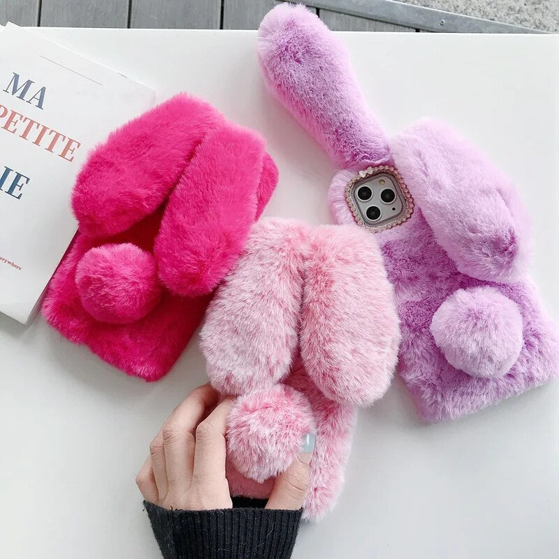 Cute Rabbit Warm Fur Phone Case