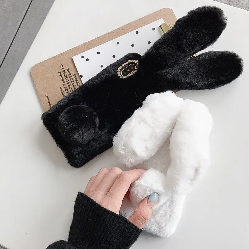 Cute Rabbit Warm Fur Phone Case