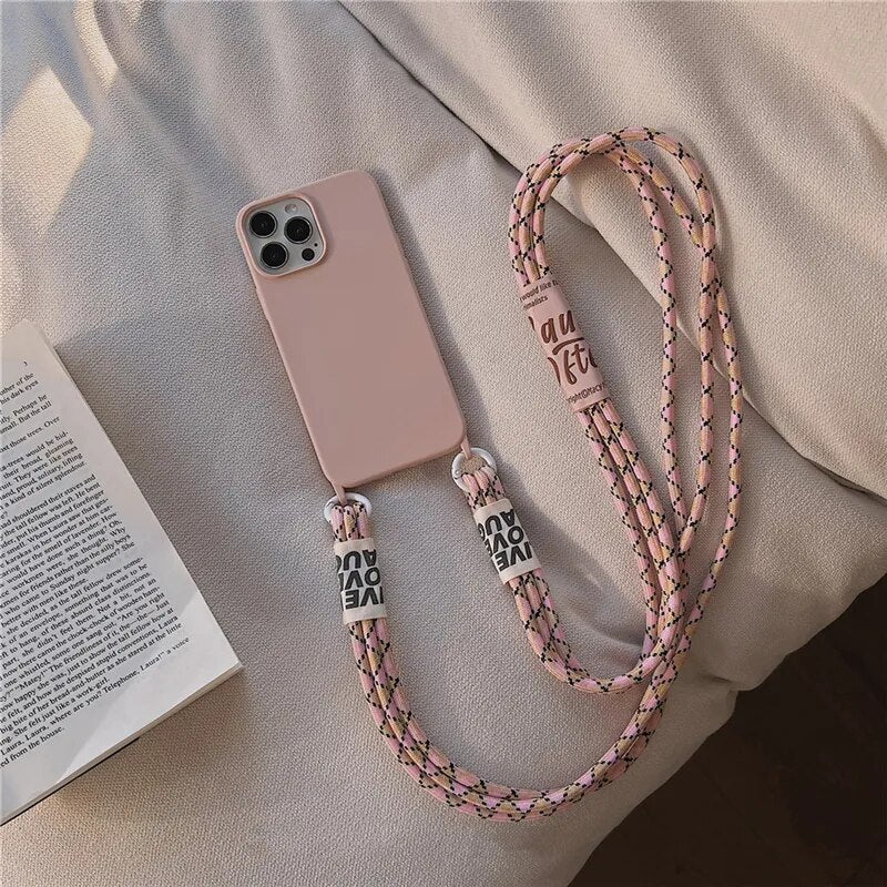 Luxury Crossbody Lanyard Necklace Liquid Silicone Phone Case