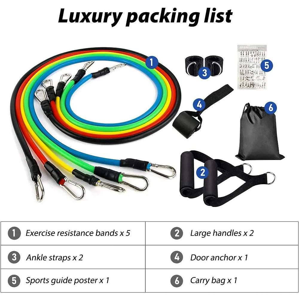 Elastic Resistance Bands Set (11 pcs)