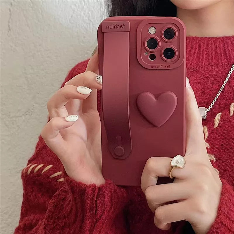 3D Heart + Wrist Band Holder  - Case for iPhone