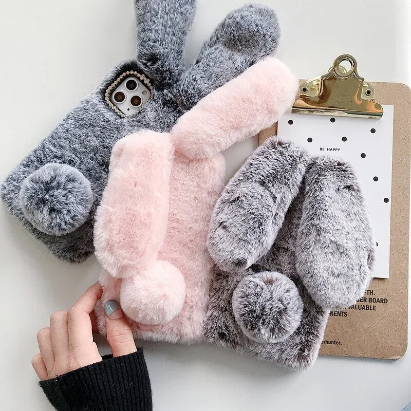 Cute Rabbit Warm Fur Phone Case