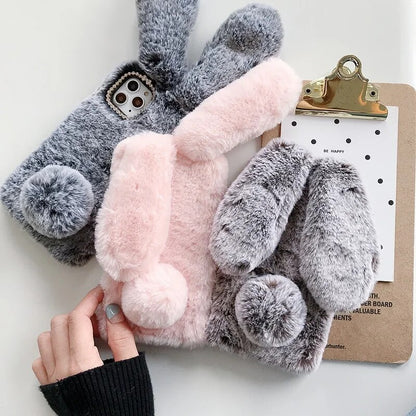 Cute Rabbit Warm Fur Phone Case