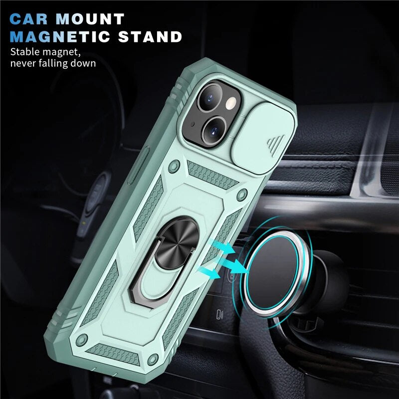 Full Protection Phone Case With Magnetic Ring Holder