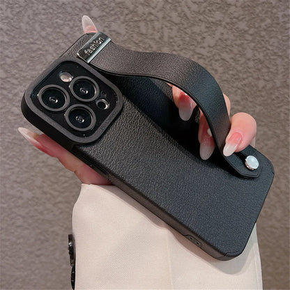 Leather Wrist Strap Holder Phone Case