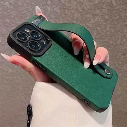 Leather Wrist Strap Holder Phone Case