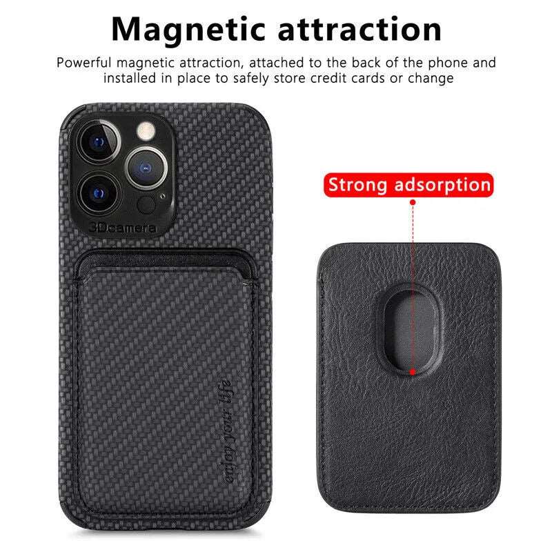 Carbon Fiber Card Holder Magnetic Phone Case