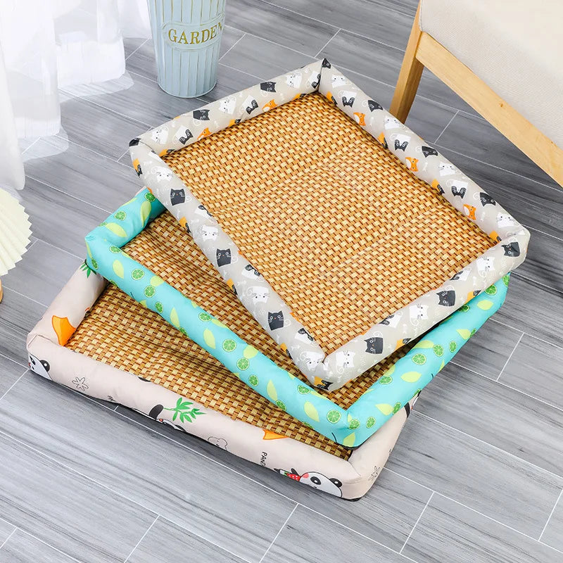 Pet Cat Bed Mat - Rattan Woven Cooling Bed for Small Dogs and Cats 🐾