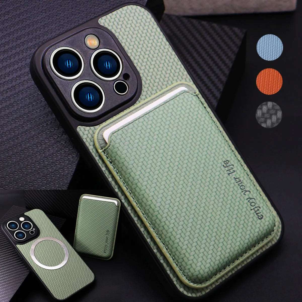 Carbon Fiber Card Holder Magnetic Phone Case