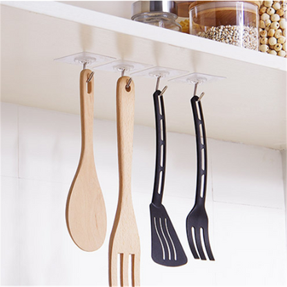 Transparent Stainless Steel Strong Self Adhesive Hooks (10 pcs)