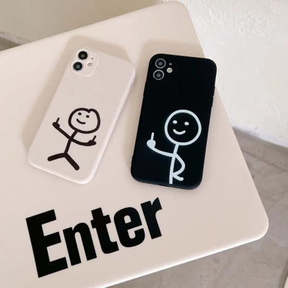 Stick Cartoon Middle Finger Phone Case