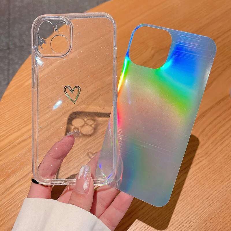 Glitter Laser Love Heart Phone Case