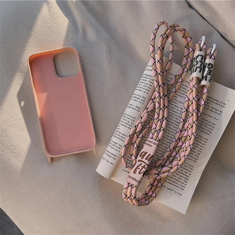 Luxury Crossbody Lanyard Necklace Liquid Silicone Phone Case