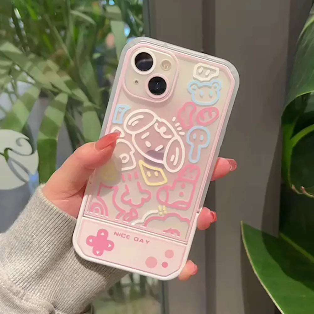 Colorful Cartoon Flower With Invisible Stand Holder Phone Case