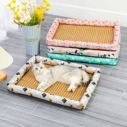 Pet Cat Bed Mat - Rattan Woven Cooling Bed for Small Dogs and Cats 🐾