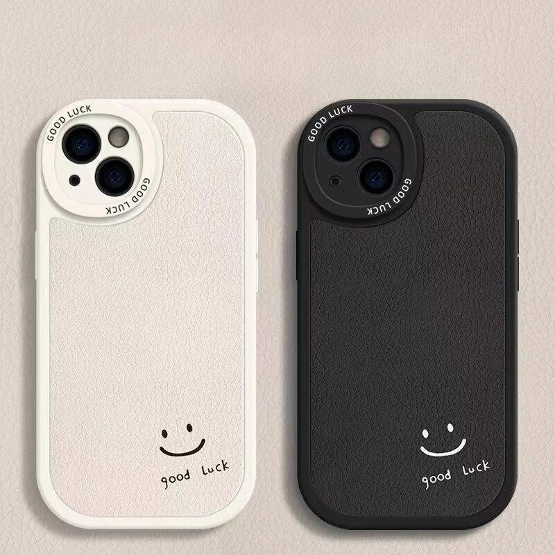 Leather Minimalist Smile Phone Case