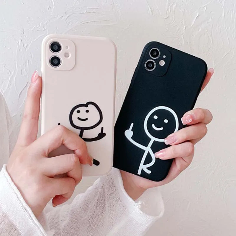 Stick Cartoon Middle Finger Phone Case