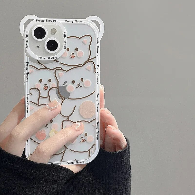 Cuddly Bear & Cartoon Cat iPhone Bumper Case