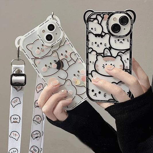 Cuddly Bear & Cartoon Cat iPhone Bumper Case