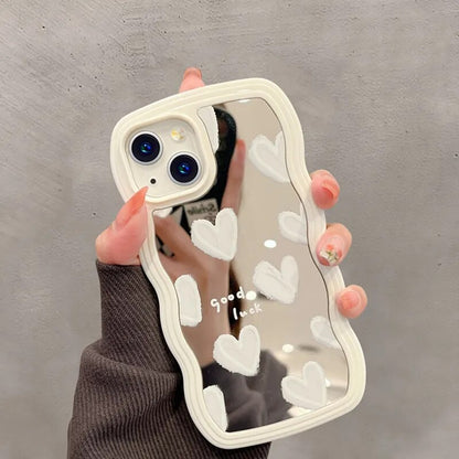 Lovely White Heart Mirror Phone Case