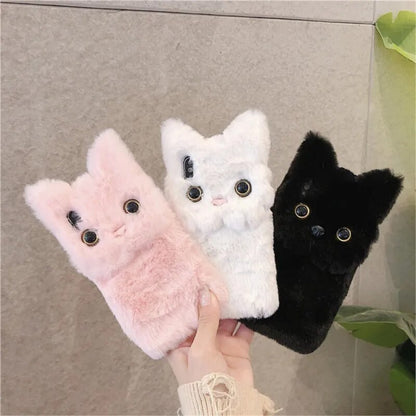 Adorable Plush Cat 3D Cartoon iPhone Case