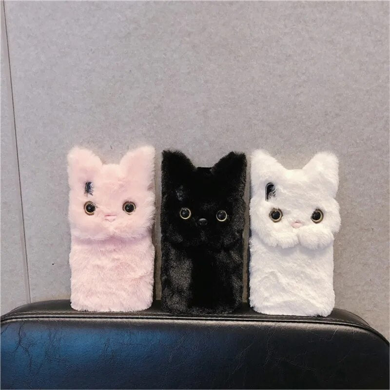 Adorable Plush Cat 3D Cartoon iPhone Case