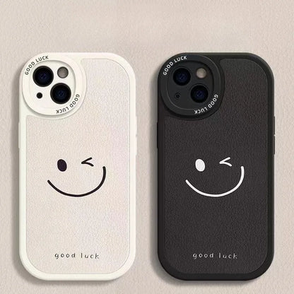 Leather Minimalist Smile Phone Case