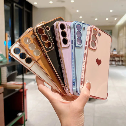 Love Heart Plating Case for Samsung Galaxy Phones! ❤️✨