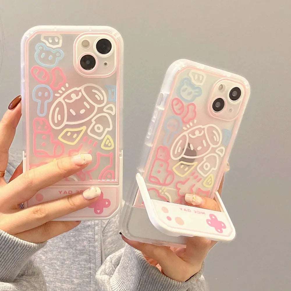 Colorful Cartoon Flower With Invisible Stand Holder Phone Case