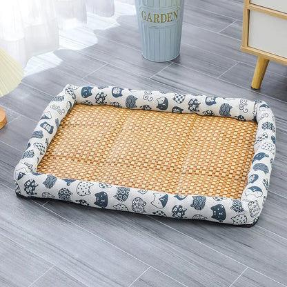 Pet Cat Bed Mat - Rattan Woven Cooling Bed for Small Dogs and Cats 🐾