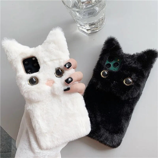 Adorable Plush Cat 3D Cartoon iPhone Case