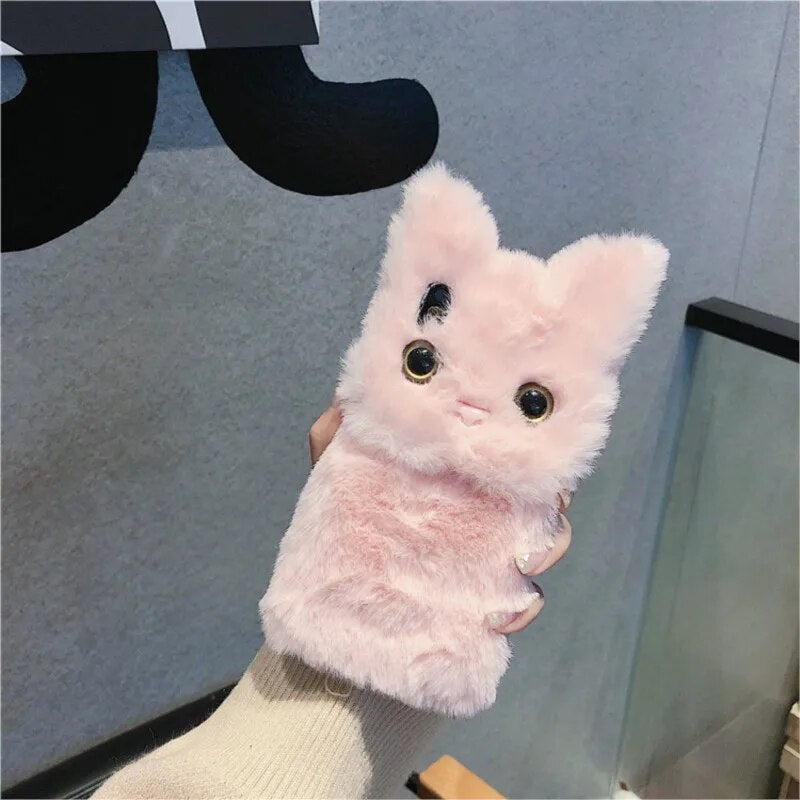 Adorable Plush Cat 3D Cartoon iPhone Case