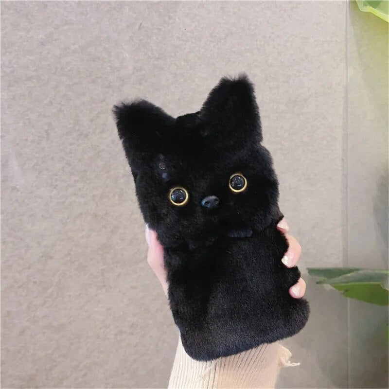 Adorable Plush Cat 3D Cartoon iPhone Case