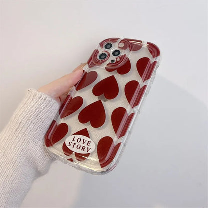 Wine Red Heart Pattern Lovers Phone Case