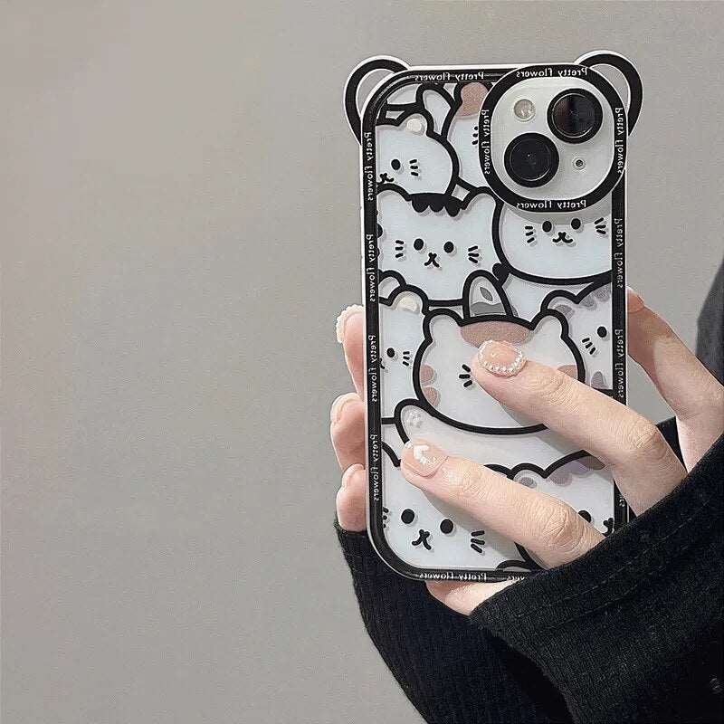 Cuddly Bear & Cartoon Cat iPhone Bumper Case