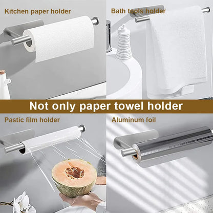 Stainless Steel Adhesive Paper Towel Holder and Storage Rack