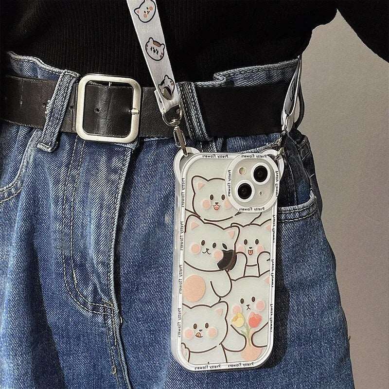 Cuddly Bear & Cartoon Cat iPhone Bumper Case