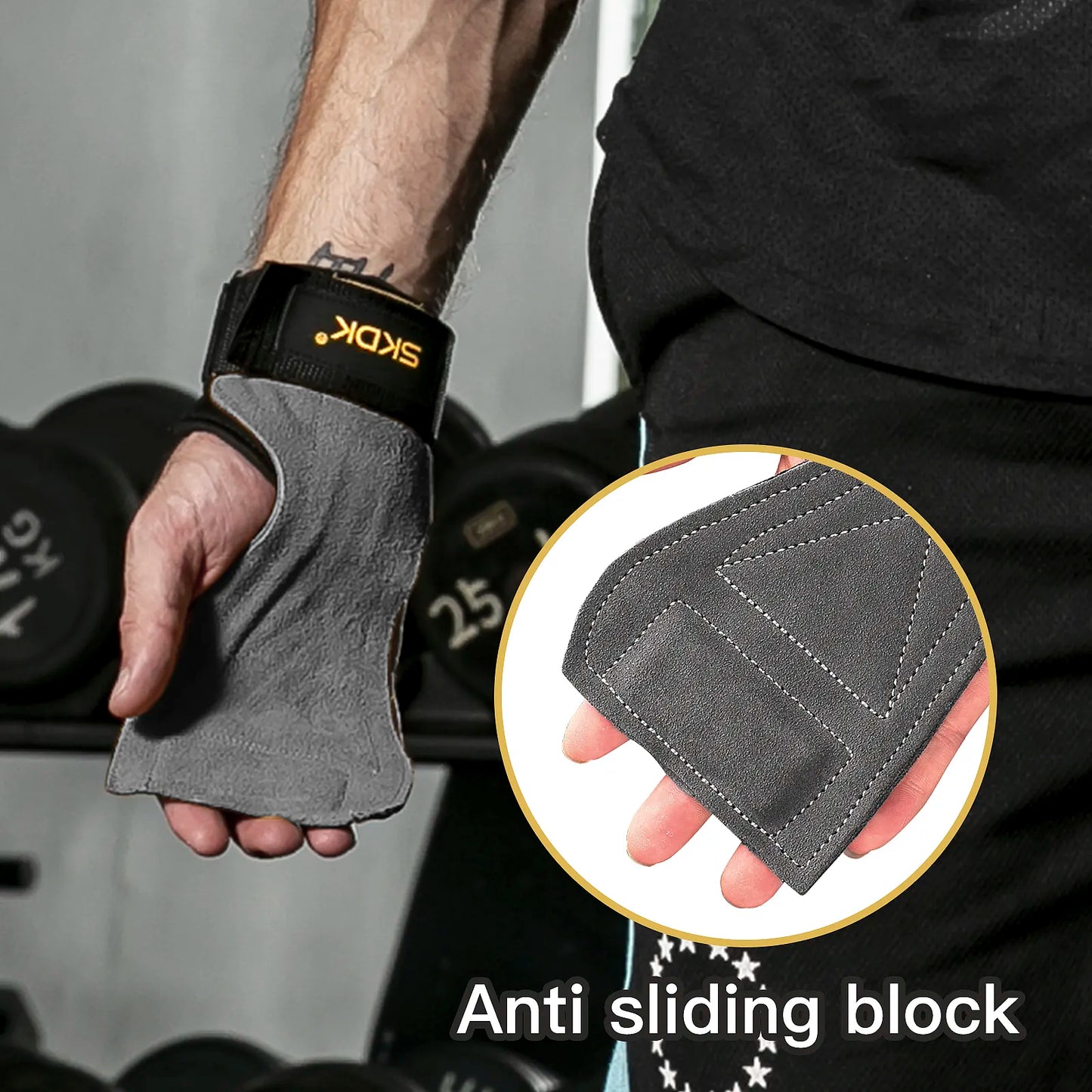 SKDK Cowhide Gym Grips - Your Weightlifting Wingman 💪🏋️‍♀️