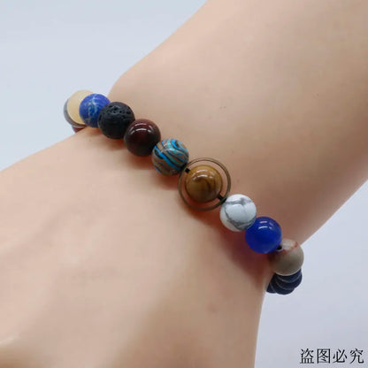 Universe Bracelet - Eight Planets + Wood Beads