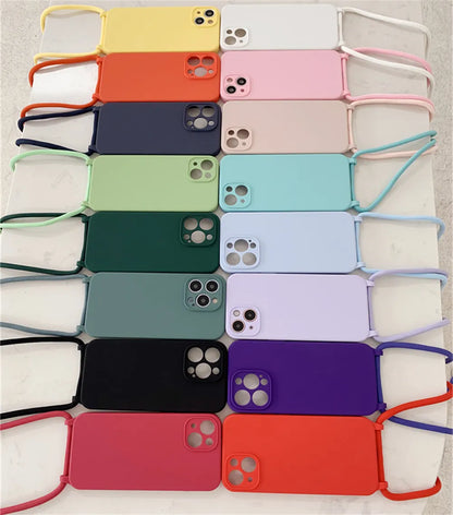 Crossbody Cord Strap Liquid Silicone Phone Case (V2)