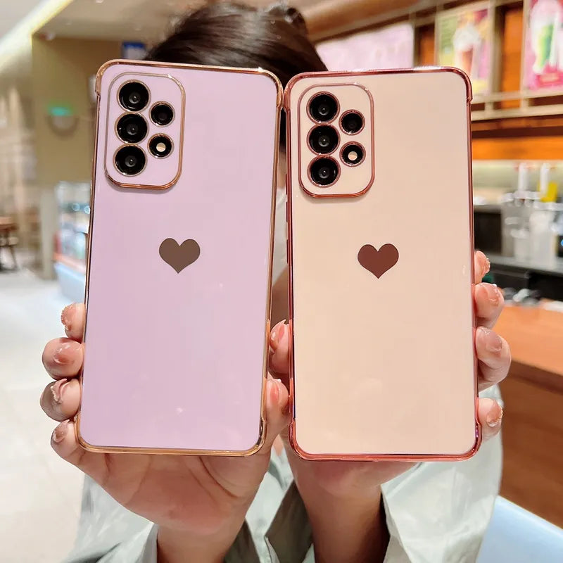 Love Heart Plating Case for Samsung Galaxy Phones! ❤️✨