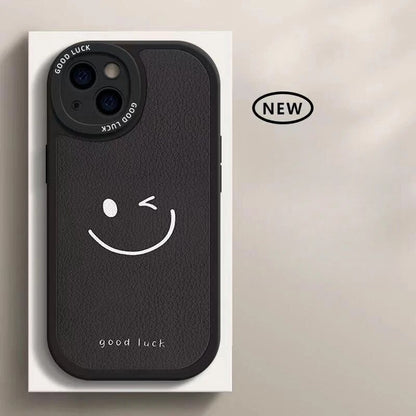 Leather Minimalist Smile Phone Case