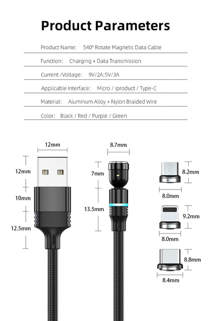 540° Rotate Fast Charging Cable